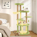 Multi-level Cat Tree Avocado Theme Cat Tower with Wide Perch Rotatable Basket-Green-0