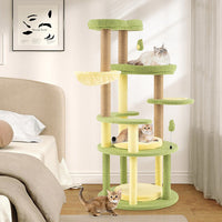 Multi-level Cat Tree Avocado Theme Cat Tower with Wide Perch Rotatable Basket-Green-0