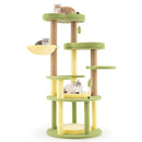 Multi-level Cat Tree Avocado Theme Cat Tower with Wide Perch Rotatable Basket-Green-2