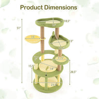 Multi-level Cat Tree Avocado Theme Cat Tower with Wide Perch Rotatable Basket-Green-3
