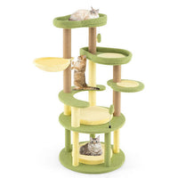 Multi-level Cat Tree Avocado Theme Cat Tower with Wide Perch Rotatable Basket-Green-4