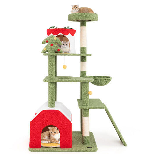 Festive 61-Inch Christmas Cat Tree