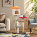 Cute Mushroom Cat Tree with Sisal Scratching Posts Top Condo and Padded Platforms-Multicolor-0