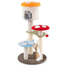 Cute Mushroom Cat Tree with Sisal Scratching Posts Top Condo and Padded Platforms-Multicolor-4