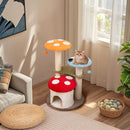 35 Inch Tall Cat Tower with Sisal Scratching Posts Cat Condo and Padded Platforms-Multicolor-1