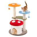 35 Inch Tall Cat Tower with Sisal Scratching Posts Cat Condo and Padded Platforms-Multicolor-4