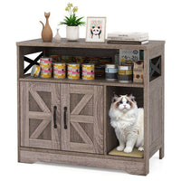 Cat Litter Box Enclosure Hidden Cat Washroom Furniture with Storage-Grey-4