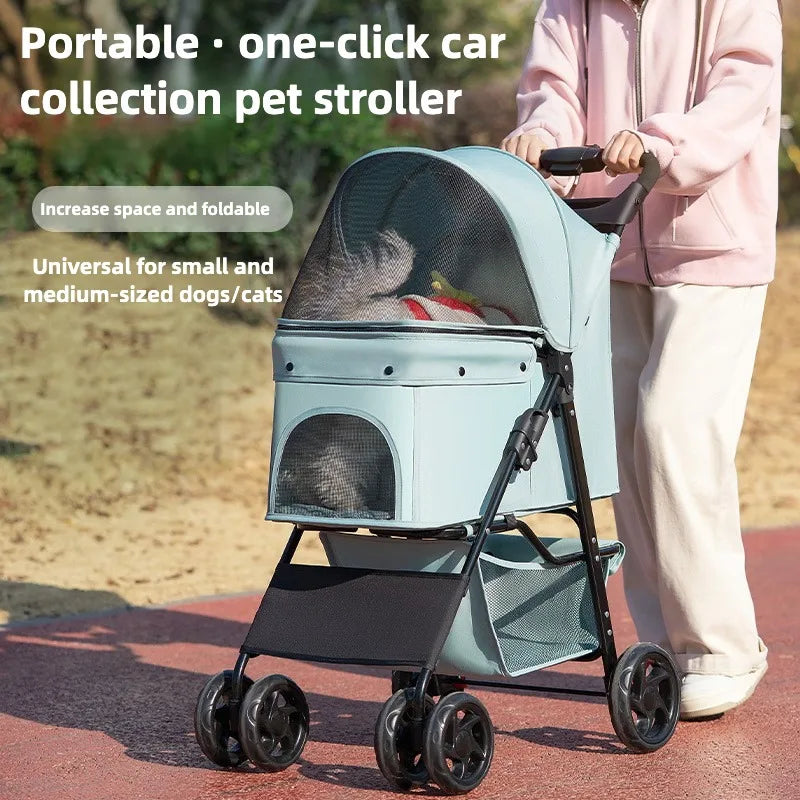 Spacious 4-Wheel Pet Stroller - 20kg