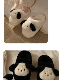 Women's Winter Cartoon Dog Plush Slippers