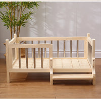 Premium Solid Wood Pet Bed - All-Season Removable Cushion for Dogs & Cats