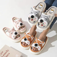 Designer Linen Platform Dog Slippers