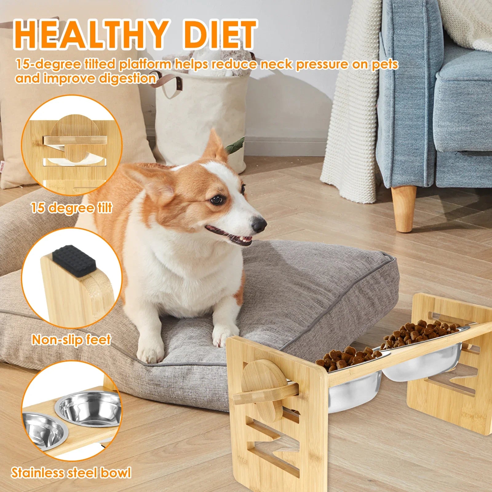 Bamboo Elevated Bowl Stand by Tail chasers