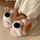 Winter Dog Cartoon Couple Slippers