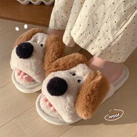 Winter Dog Cartoon Couple Slippers