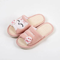 Cat Platform Linen Slippers