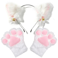 Cat Ear Cosplay Costume Set - Anime Headband & Claw Gloves with Bell