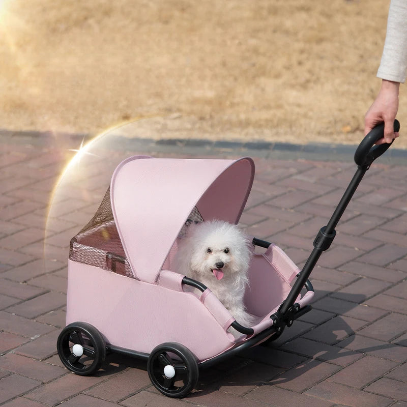 Small Pet Stroller Lightweight Foldable Dog Cat Teddy Baby Cart Outdoor Travel Pet Dog Cart Pet Carrier