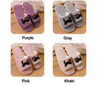 Cartoon Cat Open-Toe Plush Slippers