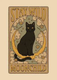 Black and White Cat Tarot Canvas Poster Good Luck Wall Art Pictures for Living Room Bedroom Playroom Modern Home Decor Gift by Tail chasers