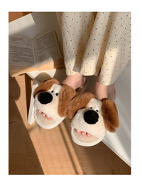 Winter Dog Cartoon Couple Slippers