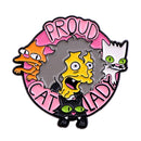 Cat Lady Enamel Pin - Cartoon Lapel Badge
