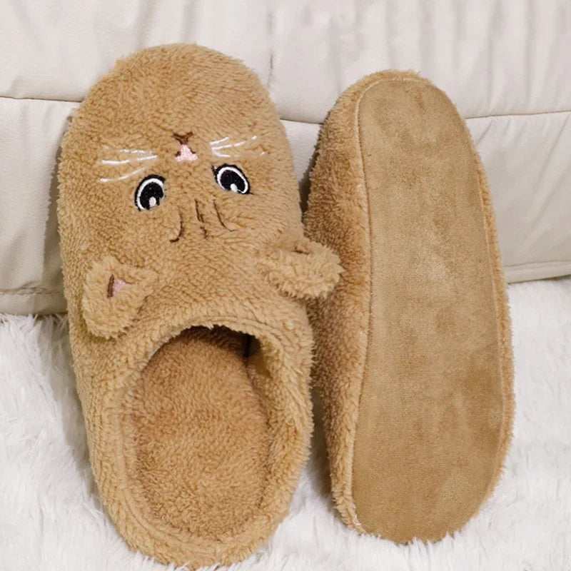 Fuzzy Fur Cat Winter Slippers