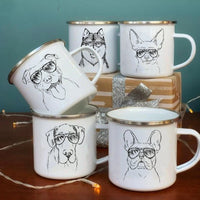 Bulldog Enamel Mug - Funny Glasses Design for Dog Lovers