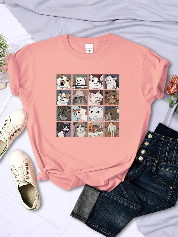 Animal Dog Cat Harajuku T-Shirt - Trendy Summer Sport Style Women's Top