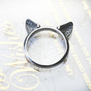 Sterling Silver Cat Ears Ring - Adjustable European Style Band