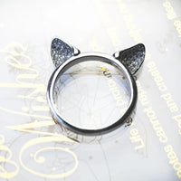 Sterling Silver Cat Ears Ring - Adjustable European Style Band