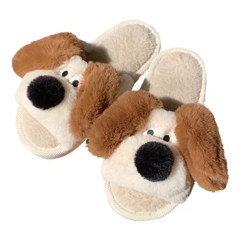 Winter Dog Cartoon Couple Slippers