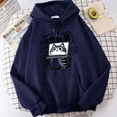 Abstract Cat Work Machine Sweatshirt - 2025 Cartoon Comfort Pullover