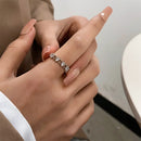 Cat Ear Paw Print Ring - Adjustable Pearl Hollow Heart Design