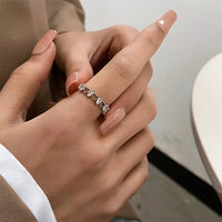 Cat Ear Paw Print Ring - Adjustable Pearl Hollow Heart Design