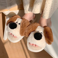 Winter Dog Cartoon Couple Slippers