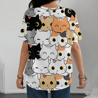 Cute Playful Cartoon Cat Women's Fun T-Shirt