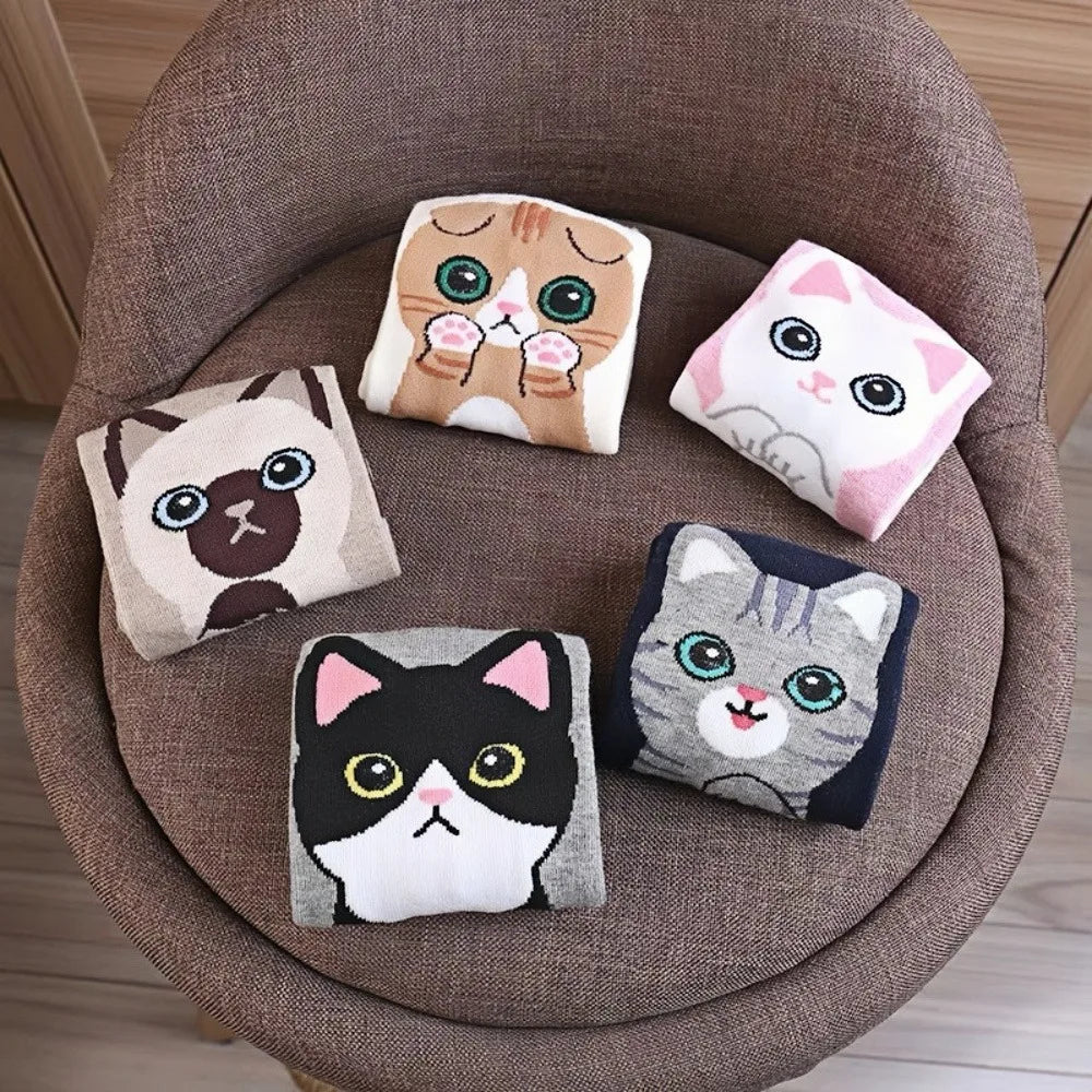 Playful Cat Cartoon Socks