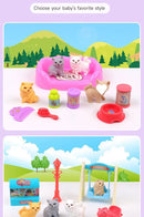 Pet Family Pretend Play Set - Mini House & Dolls