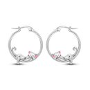 Sterling Silver Cat Hoop Earrings - Zircon Stone Party & Wedding Jewelry