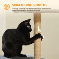 Multi-Level Cat Activity Tree with Scratching Posts & Hammock