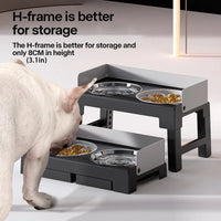 Collapsible Elevated Dog Bowls - Adjustable Stand with Double Stainless Steel Bowls