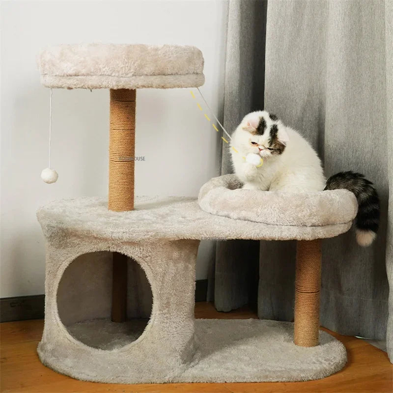 Three-Layer Cat Tree House - Multi-Level Scratching & Activity Center