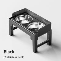 Collapsible Elevated Dog Bowls - Adjustable Stand with Double Stainless Steel Bowls