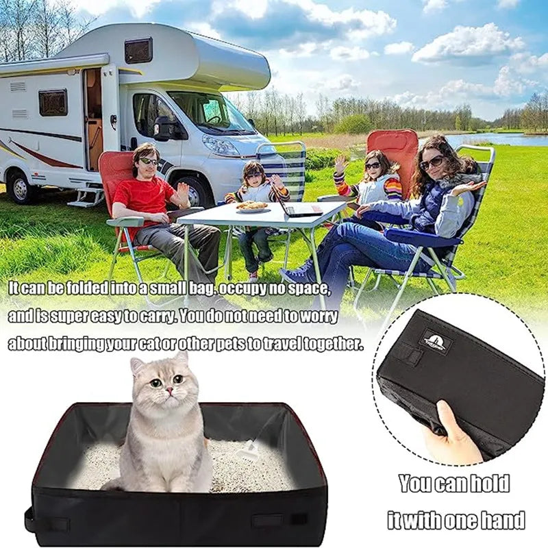 Pet Supplies Portable Foldable Litter Box Waterproof Oxford Cloth Pet toilet For Travel Fold the Cat Litter