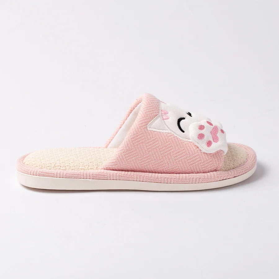 Cat Platform Linen Slippers