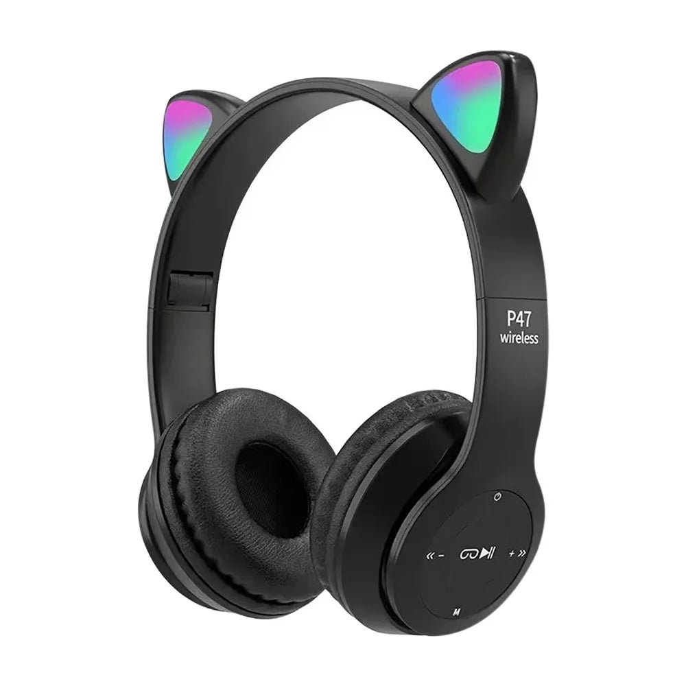 Cat Ear LED Bluetooth Headphones - Wireless Kids Gaming Headset