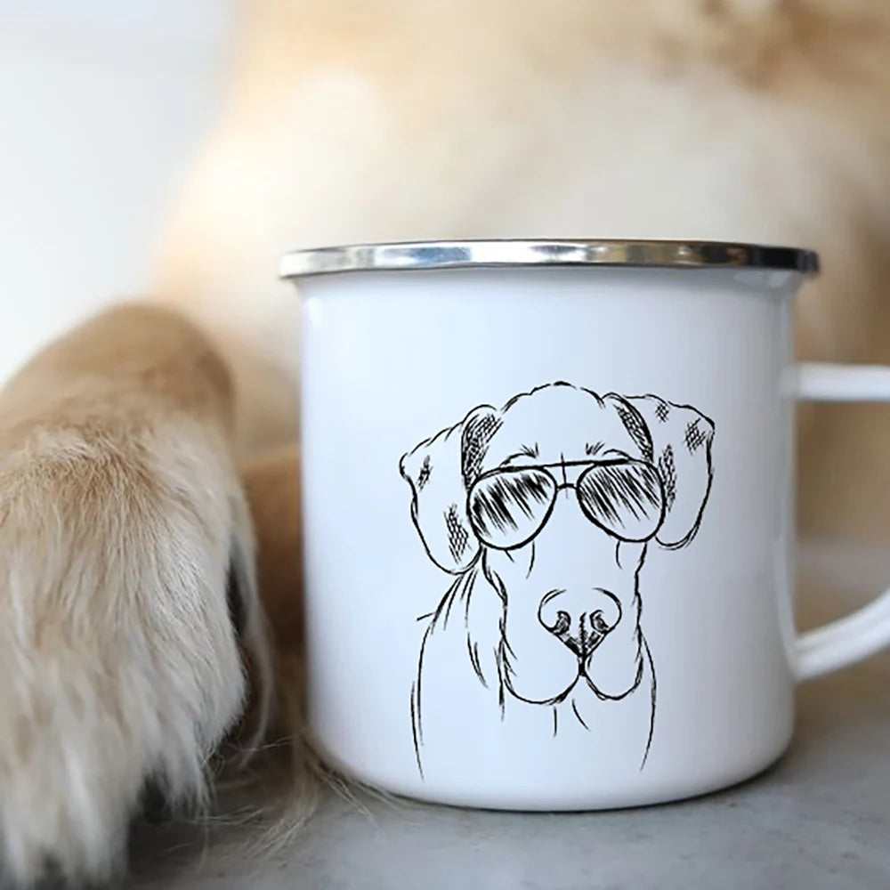 Bulldog Enamel Mug - Funny Glasses Design for Dog Lovers