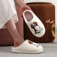 Border Collie Embroidered Plush Slippers