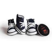 Denim Canvas Dog Sneakers - 4-Piece Waterproof Anti-Slip Booties Set