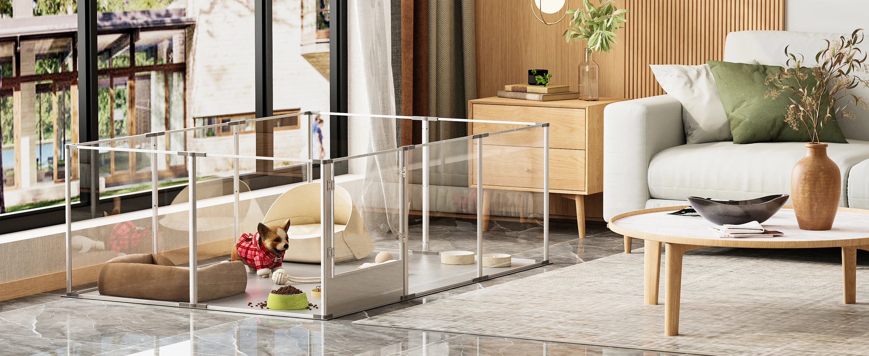 Premium Acrylic Dog Playpen - Extra Large 10-Panel Pet Enclosure